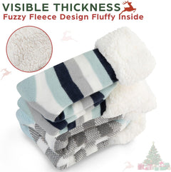 Sock Slippers for Women - 2 Pack Non Slip Socks - Fuzzy Socks Warm Socks with Grippers Sherpa Fleece Lined Thermal