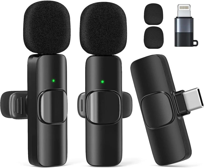 Wireless Lavalier Microphone for Iphone/Android/Ipad/Laptop, Mini Microphone, Microphone for Type-C Phone, Wireless Microphones, Microphone for Video Recording, Youtube, Vlog, Tiktok, Interview