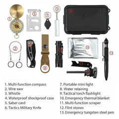 14 in 1 Outdoor Emergency Survival And Safety Gear Kit Camping